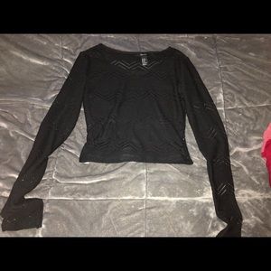 Black Long Sleeve Crop Top